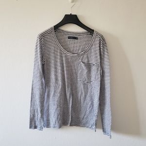Abercrombie & Fitch blue white striped pocket long sleeve t-shirt